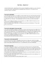 English Worksheet: The trial - Role Play