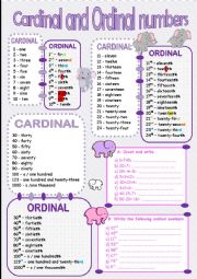 English Worksheet: Cardinal and Ordinal numbers  