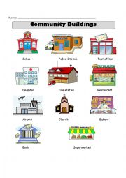 English Worksheet: Community Buildings Vocabulary