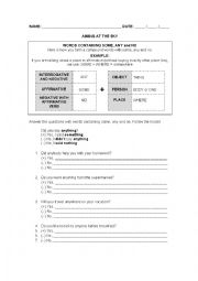 English Worksheet: WORDS CONTAINING SOME, ANY, NO 