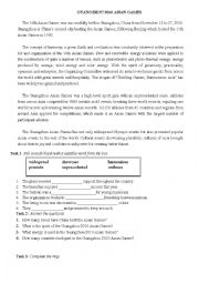 English Worksheet: THe Asian Games 2010