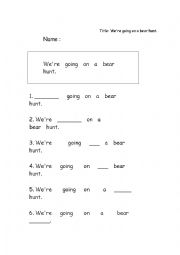 English Worksheet: We are going on a bear hunt writing practice