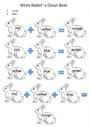 English Worksheet: White Rabbits Colour Book