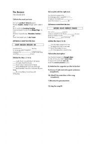 English Worksheet: Song The Reason