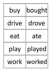 English Worksheet: past tense match up