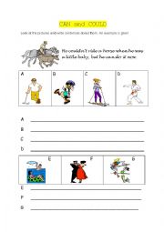 English Worksheet: can and could
