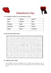 English Worksheet: Valentines day