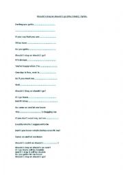 English Worksheet: Should I stay or should I go (lyrics with blanks)