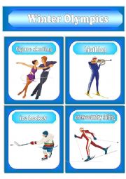 English Worksheet: Winter Olympics. Flash-cards. Part I.