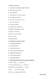 English Worksheet: Verb be and Possessive Adjectives