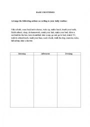 English Worksheet: Daily Routines Table