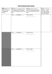 English Worksheet: MEAL Paragraph - Main Idea, Evidence, Analysis and Link