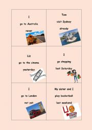 English Worksheet: Flashcards Preterit or present perfect