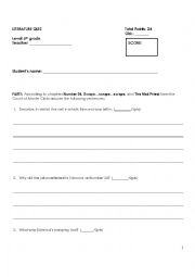 English Worksheet: Quiz The Count of MonteCristo