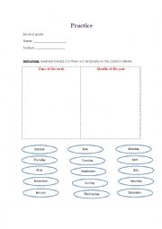 English Worksheet: days and months