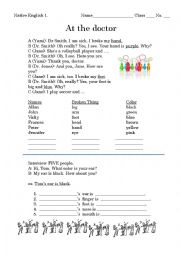 English Worksheet: At the doctor - dialogue