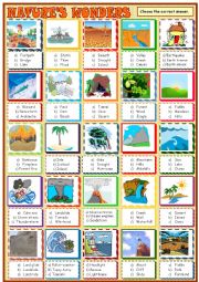 English Worksheet: Natures wonders: multiple choice activity 