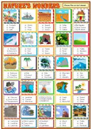 English Worksheet: Natures wonders: multiple choice activity 