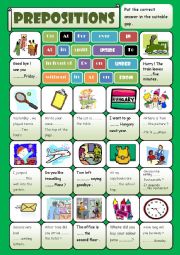 English Worksheet: prepositions(+ keys )