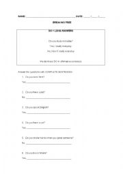 English Worksheet: Long answers in the present