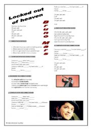 English Worksheet: Bruno Mars. Locked out of heaven