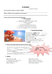 English Worksheet: In summer - Olaf - Frozen 