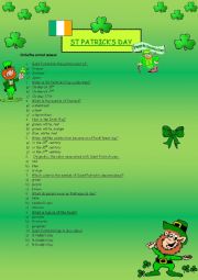 English Worksheet: St Patricks Day