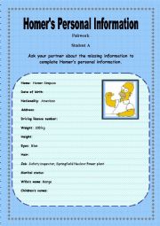 English Worksheet: Personal Information