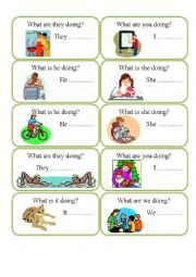 English Worksheet: SPEAKING CARDS - PRESENT CONTINUOUS