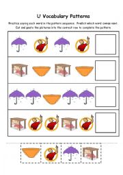 English Worksheet: Letter U Vocabulary Patterns