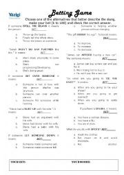 English Worksheet: Betting Game (Expressions)