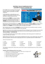 English Worksheet: The Worst Online Passwords of 2013