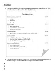 English Worksheet: Breakfast