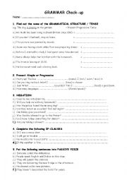 English Worksheet: Grammar Check-Up