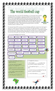 English Worksheet: The world football cup