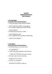 English Worksheet: grammar for grade 10