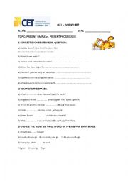 English Worksheet: Present simple and progressive