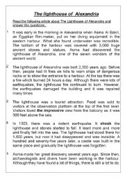 The light house of Alexandria - Reading passage