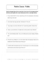 English Worksheet: Riddles