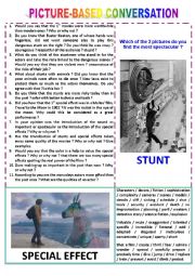 English Worksheet: Picture-based conversation : topic 42 - stunt vs special effect