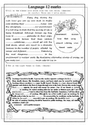 English Worksheet: 9TH FORM TEST