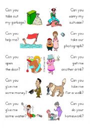 English Worksheet: Impossibility Activity Cards with Can youI...? reuploaded