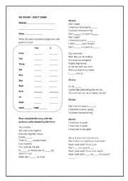 English Worksheet: present simple vs present progressive song practice