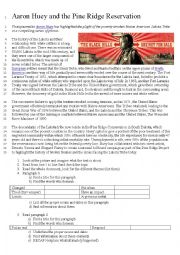 English Worksheet: Pine Ridge reservation