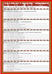 Verbs followed by infinitive / -ing form (difference in meaning) *editable