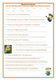 English Worksheet: Reported speech with key