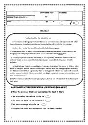 English Worksheet: end of term test 2 9th form