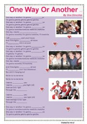 English Worksheet: One Direction- One way or another (song worksheet)