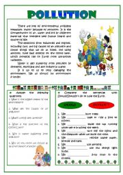 English Worksheet: Pollution - reading comprehension