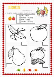 English Worksheet: FRUITS